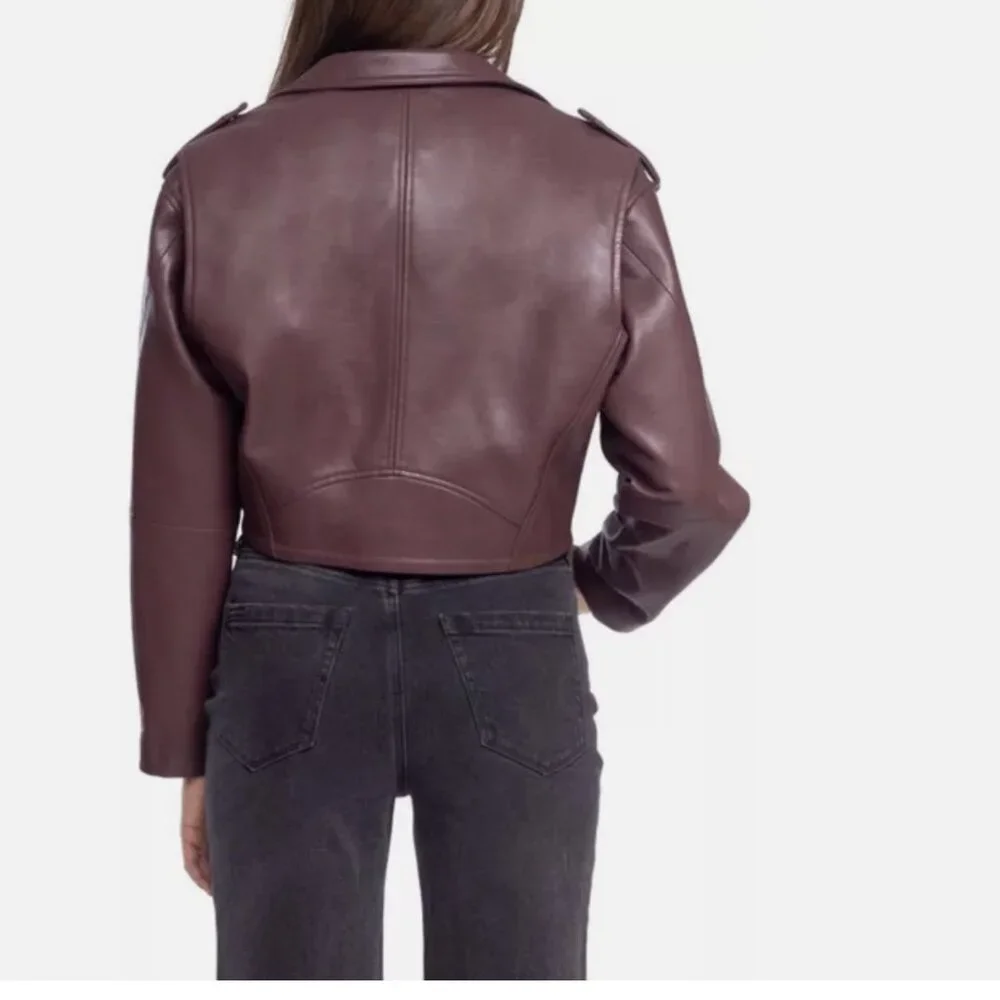 NWT  BLANKNYC Faux Leather Crop Moto Jacket- Head Over Heels / Plum - XS